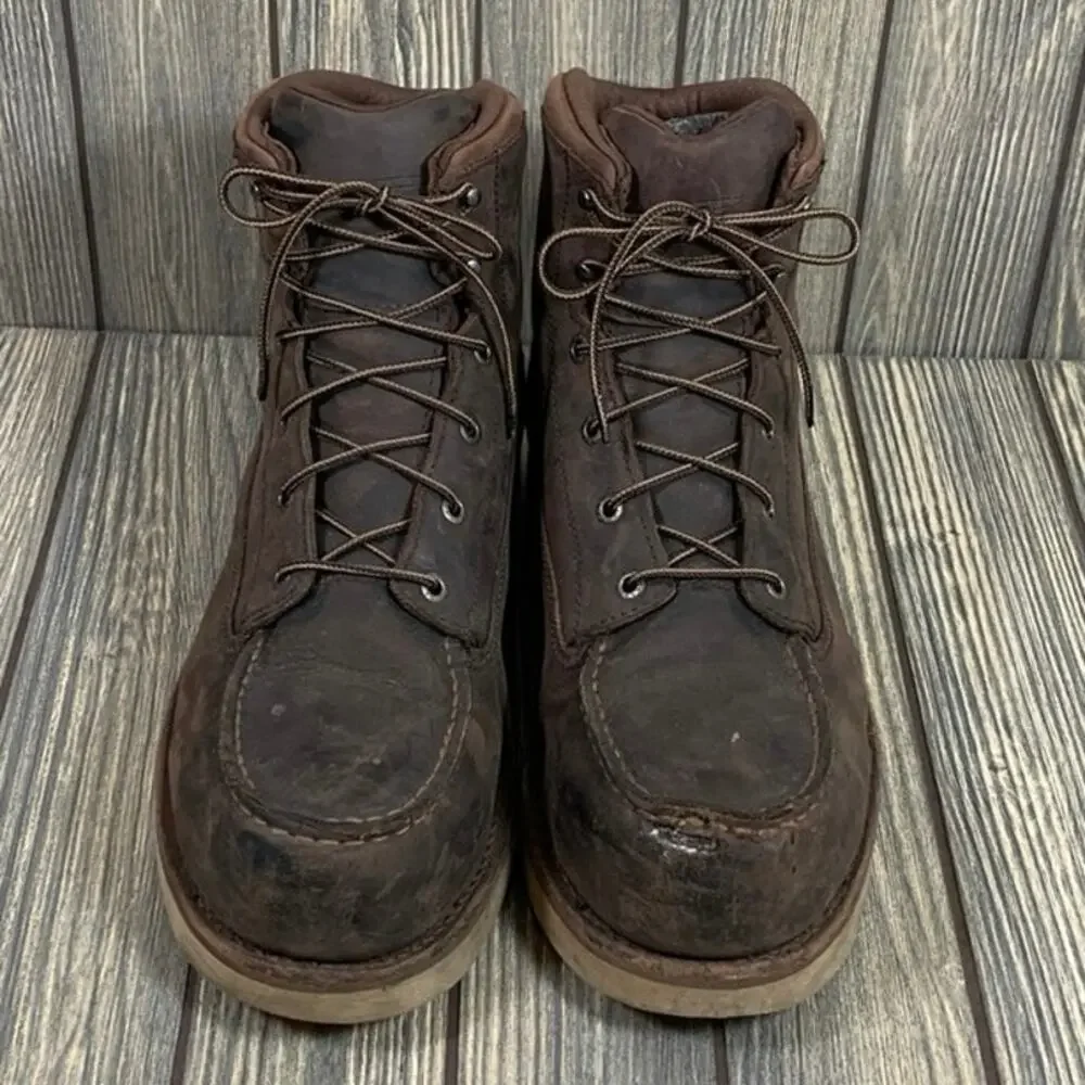 Red Wing Safety Toe Work Boots Brown Moc Toe Oiled Leather 6